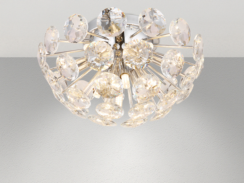 Elegante Deckenleuchte VIRINA in Silber Chrom mit K9 Kristallen, Ø 39cm