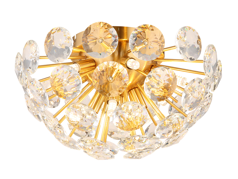 Elegante Deckenleuchte VIRINA in Gold mit K9 Kristallen, Ø 39cm