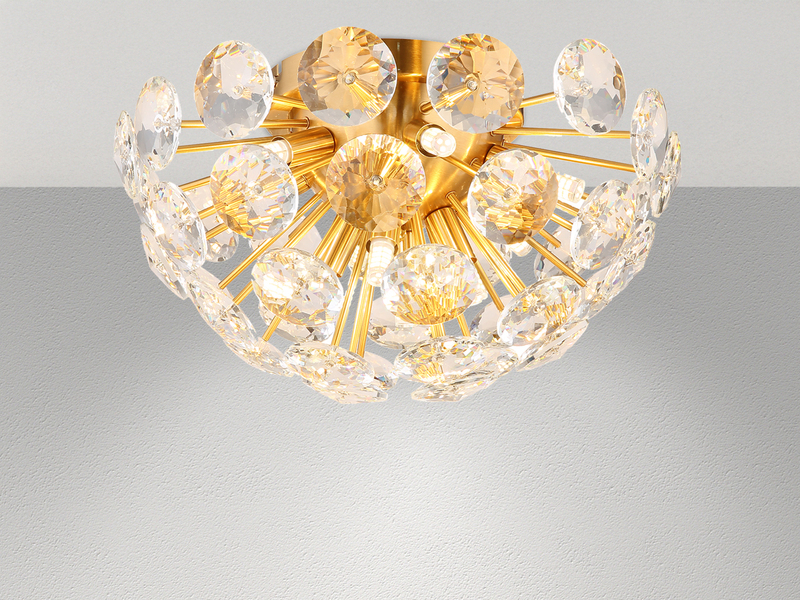 Elegante Deckenleuchte VIRINA in Gold mit K9 Kristallen, Ø 39cm