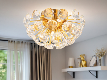 Elegante Deckenleuchte VIRINA in Gold mit K9 Kristallen, Ø 39cm