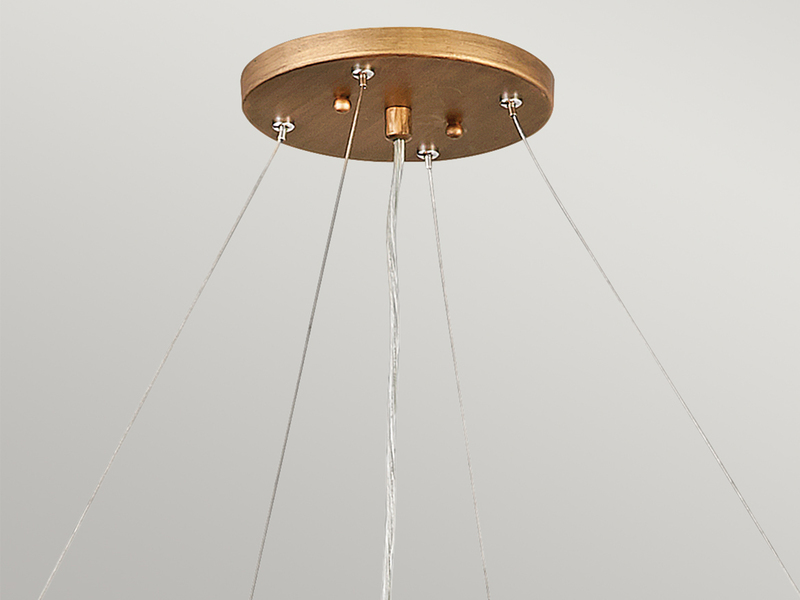 Ausgefallene LED Pendelleuchte Gold matt mit Glas Behang Ø 91cm