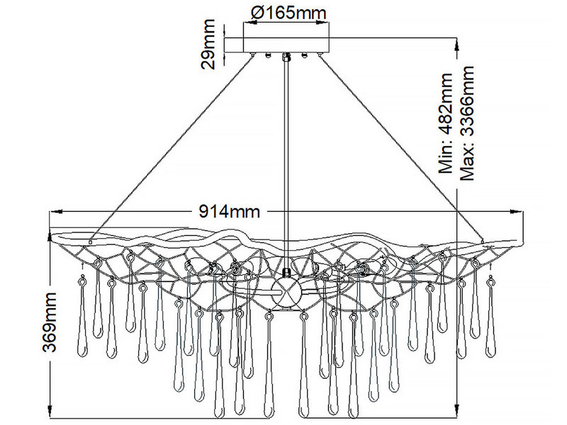 Ausgefallene LED Pendelleuchte Gold matt mit Glas Behang Ø 91cm