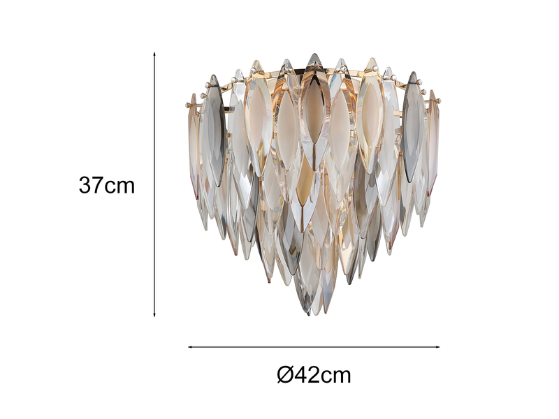 Ausgefallener LED Deckenleuchter Gold mit 3-farbigem K9 Kristall Ø 40cm