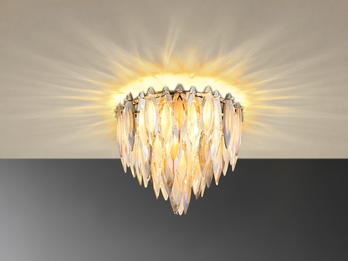 Ausgefallener LED Deckenleuchter Gold mit 3-farbigem K9 Kristall Ø 40cm