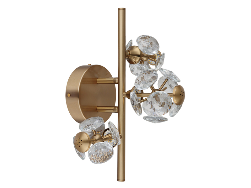 LED Wandleuchte VIRINA Gold mit Glaskugeln aus K9 Kristallen, Höhe 41cm