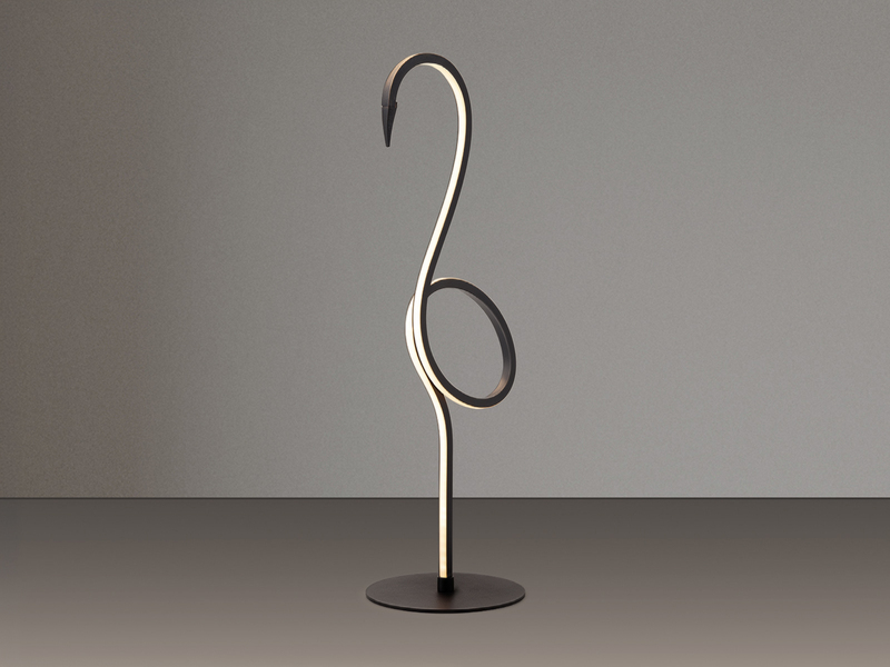 Moderne LED Deko Tischlampe FLAMINGO Schwarz, Höhe 50cm