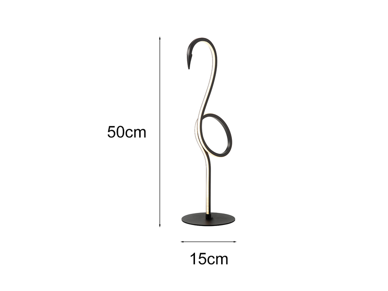 Moderne LED Deko Tischlampe FLAMINGO Schwarz, Höhe 50cm