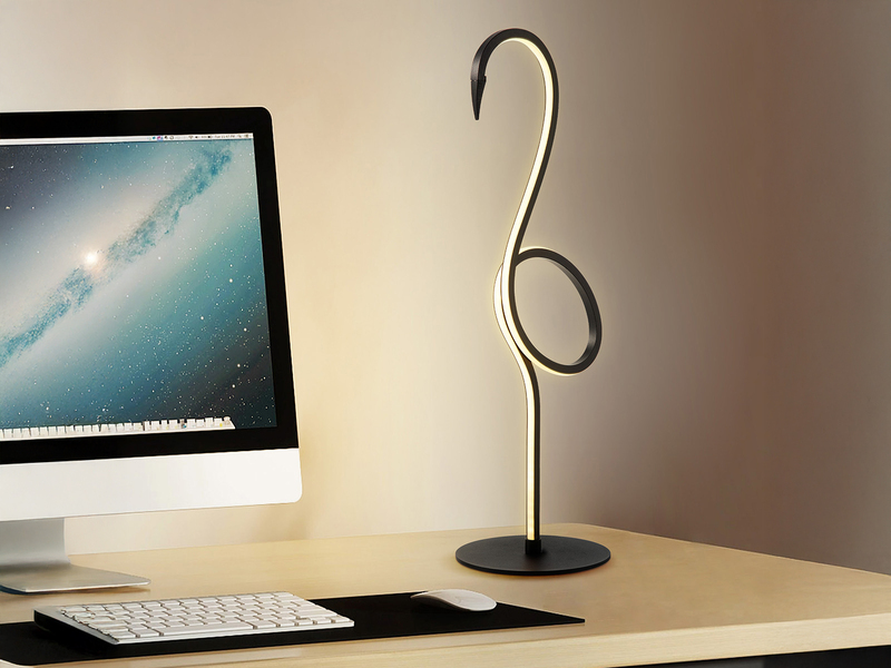 Moderne LED Deko Tischlampe FLAMINGO Schwarz, Höhe 50cm