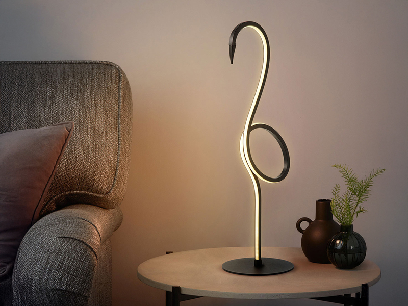 Moderne LED Deko Tischlampe FLAMINGO Schwarz, Höhe 50cm