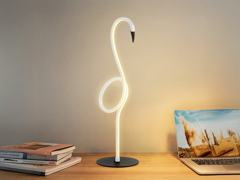 Moderne LED Deko Tischlampe FLAMINGO Weiß, Höhe 50cm