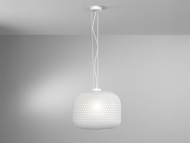 Pendelleuchte ASHFORD einflammig Kristall Glasschirm in Weiß, Ø 40cm