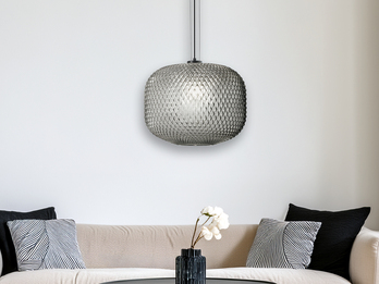 Pendelleuchte ASHFORD einflammig Kristall Glasschirm Rauchglas, Ø 40cm