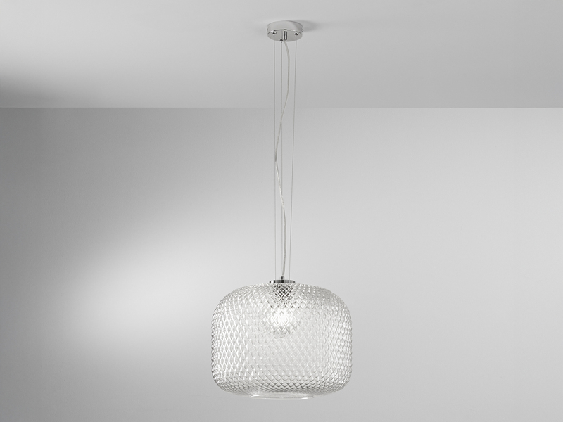 Pendelleuchte ASHFORD einflammig Kristall Glasschirm Klarglas, Ø 40cm