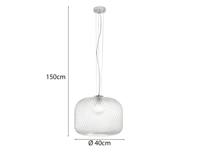 Pendelleuchte ASHFORD einflammig Kristall Glasschirm Klarglas, Ø 40cm