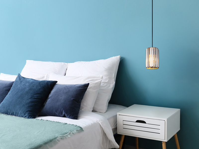 Kleine LED Pendelleuchte einflammig mit Rauchglas Kristall Ø 13,5cm