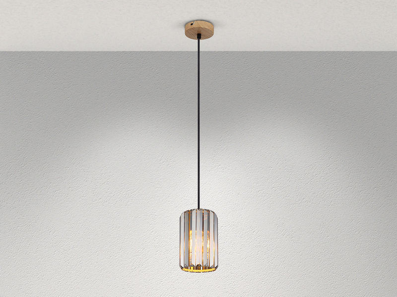 Kleine LED Pendelleuchte einflammig mit Rauchglas Kristall Ø 13,5cm