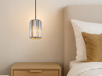 Kleine LED Pendelleuchte einflammig mit Rauchglas Kristall Ø 13,5cm