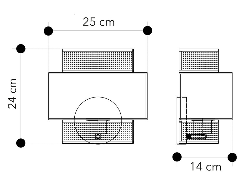 LED Wandlampe Metall Gold mit Stoffblende Schwarz, Breite 25cm
