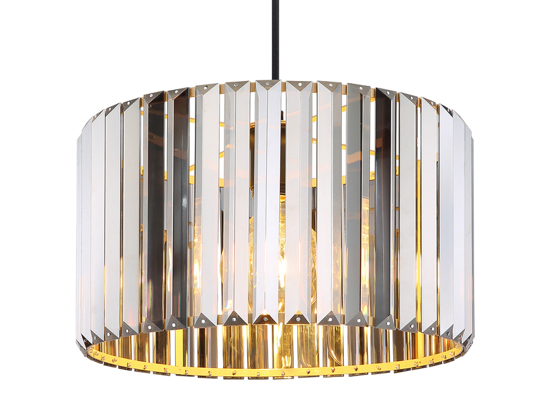 Moderne LED Pendelleuchte einflammig mit Rauchglas Kristall Ø 35cm