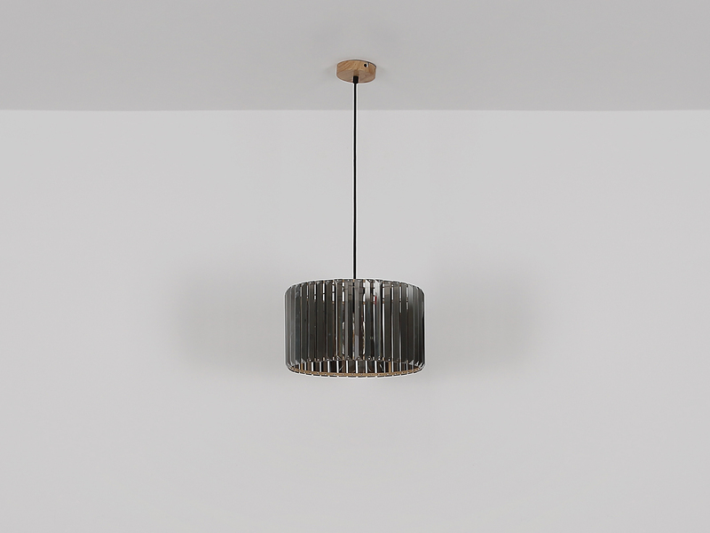 Moderne LED Pendelleuchte einflammig mit Rauchglas Kristall Ø 35cm