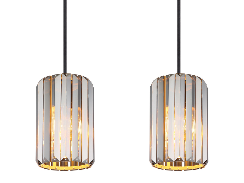 LED Pendelleuchte 4-flammig mit Rauchglas Kristall, Breite 88cm