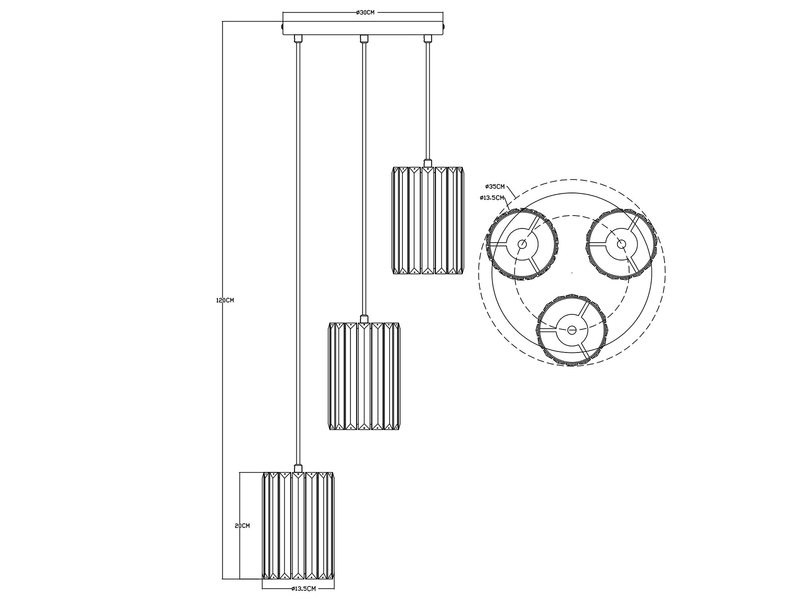 LED Cluster Pendelleuchte 3-flammig mit Rauchglas Kristall Ø 35cm
