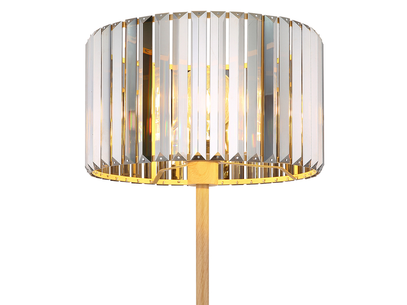 Moderne LED Stehlampe mit Lampenschirm aus Rauchglas Kristall, Höhe 150cm