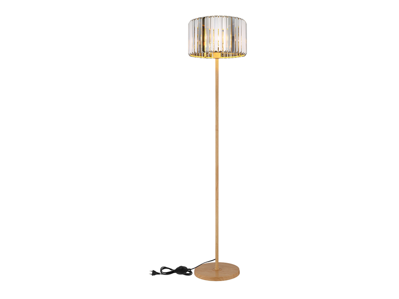 Moderne LED Stehlampe mit Lampenschirm aus Rauchglas Kristall, Höhe 150cm