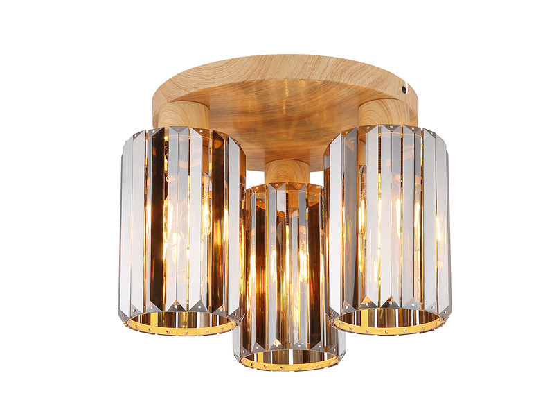 Moderne LED Deckenleuchte 3-flammig mit Rauchglas Kristall Ø 35cm