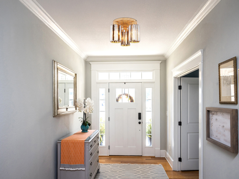 Moderne LED Deckenleuchte 3-flammig mit Rauchglas Kristall Ø 35cm