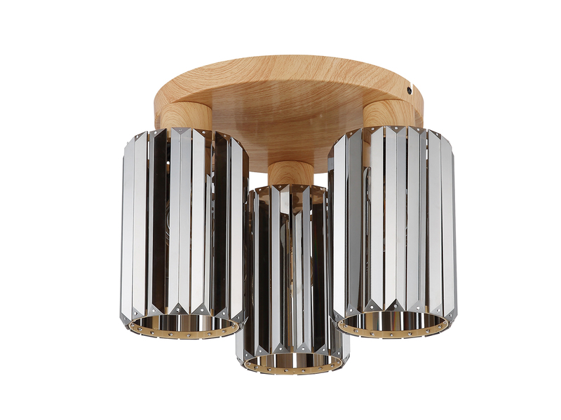 Moderne LED Deckenleuchte 3-flammig mit Rauchglas Kristall Ø 35cm