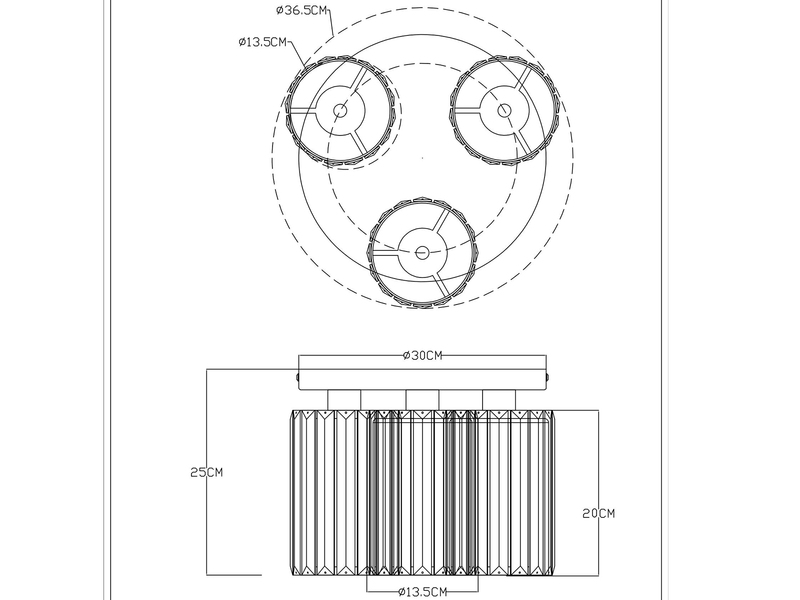 Moderne LED Deckenleuchte 3-flammig mit Rauchglas Kristall Ø 35cm