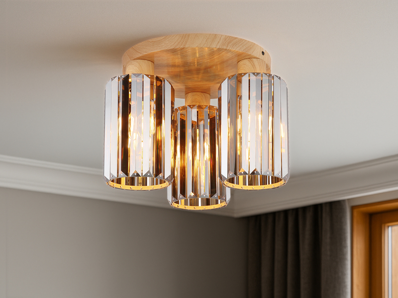 Moderne LED Deckenleuchte 3-flammig mit Rauchglas Kristall Ø 35cm