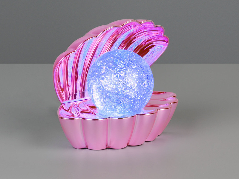 USB Muschel Tischlampe SHELLY Pink mit RGB Beleuchtung, Höhe 14cm