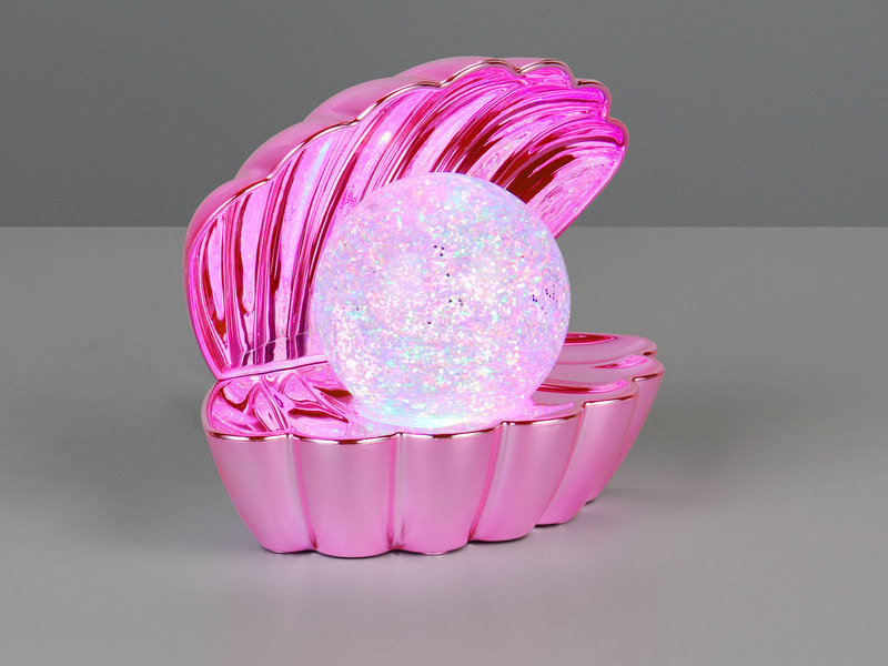 USB Muschel Tischlampe SHELLY Pink mit RGB Beleuchtung, Höhe 14cm