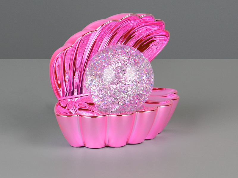 USB Muschel Tischlampe SHELLY Pink mit RGB Beleuchtung, Höhe 14cm