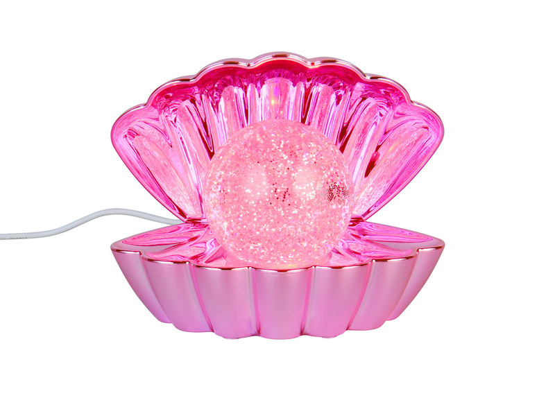 USB Muschel Tischlampe Pink mit RGB Beleuchtung, Höhe 14cm