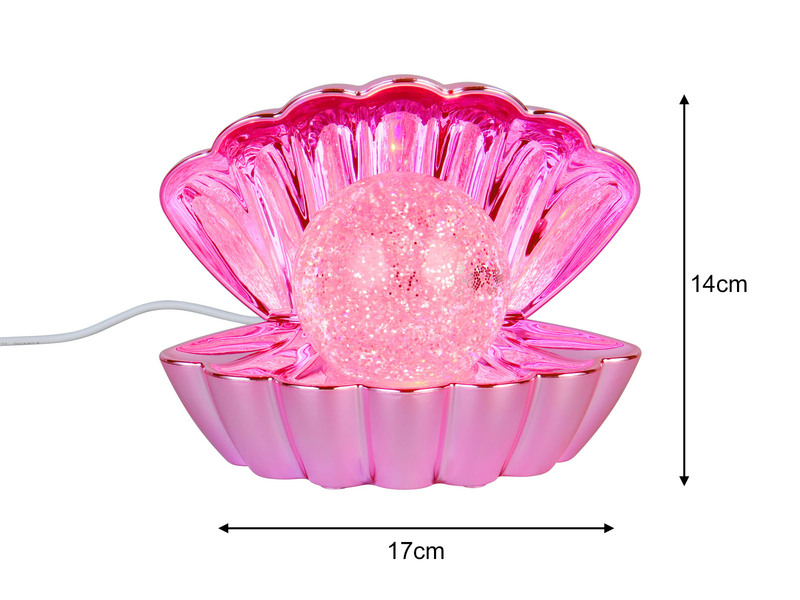 USB Muschel Tischlampe Pink mit RGB Beleuchtung, Höhe 14cm