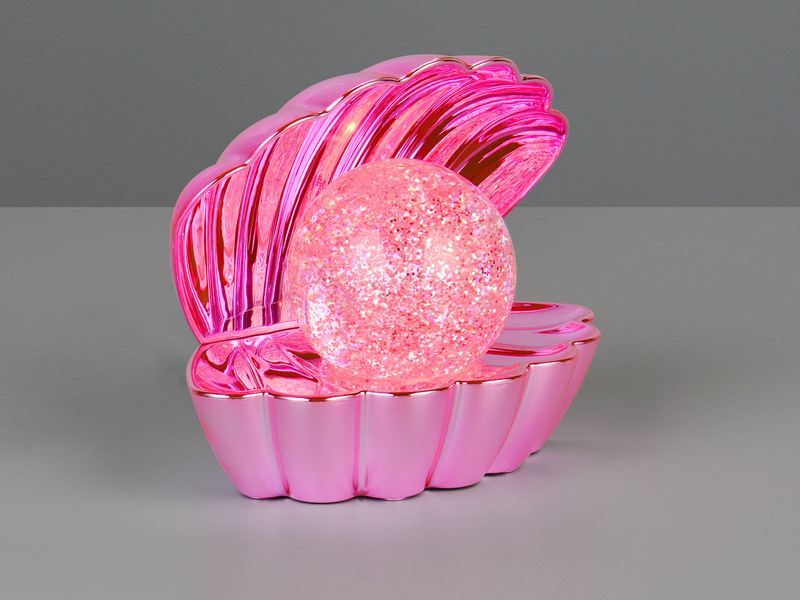 USB Muschel Tischlampe Pink mit RGB Beleuchtung, Höhe 14cm