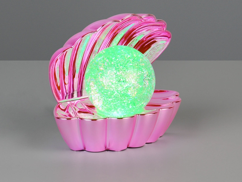 USB Muschel Tischlampe Pink mit RGB Beleuchtung, Höhe 14cm