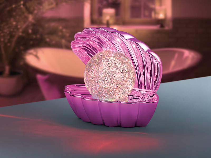 USB Muschel Tischlampe Pink mit RGB Beleuchtung, Höhe 14cm