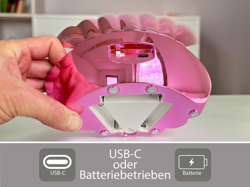 USB Muschel Tischlampe Pink mit RGB Beleuchtung, Höhe 14cm