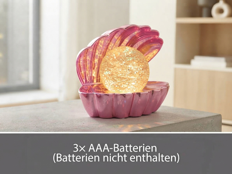 USB Muschel Tischlampe Pink mit RGB Beleuchtung, Höhe 14cm