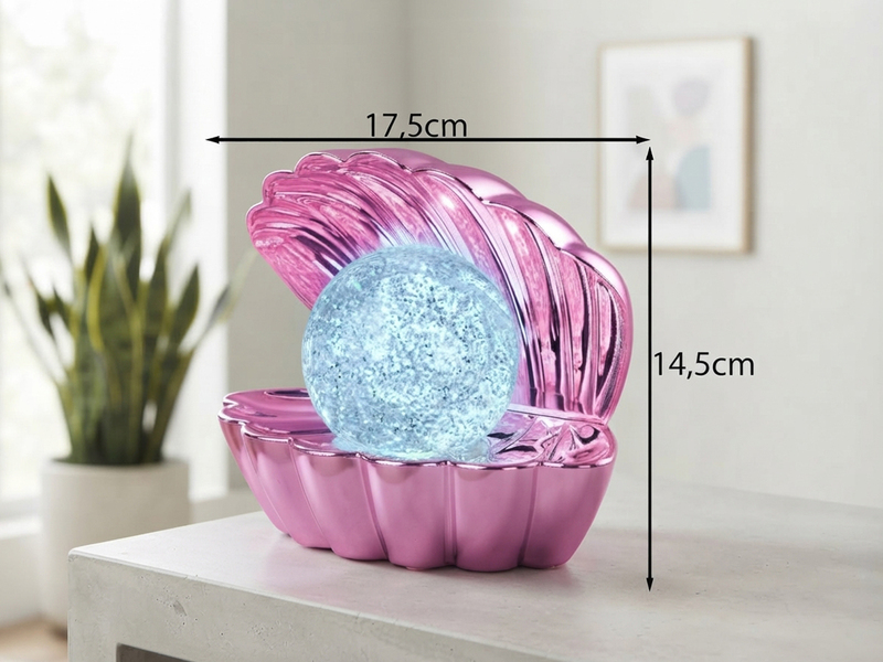 USB Muschel Tischlampe Pink mit RGB Beleuchtung, Höhe 14cm