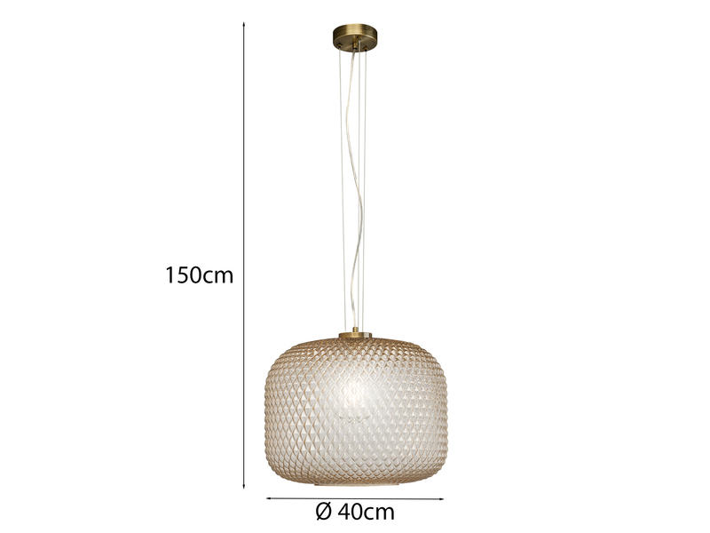 LED Pendelleuchte einflammig Kristall Glasschirm Bernsteinfarben, Ø 40cm