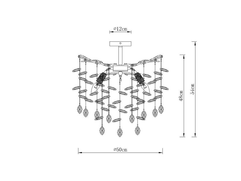 LED Deckenleuchte Silber 6-flammig Glas Kristall 2-farbig Ø 50cm
