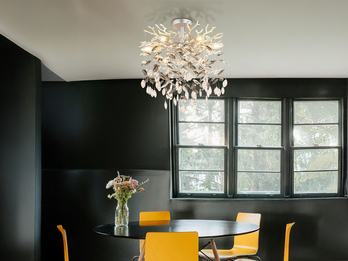 LED Deckenleuchte Silber 6-flammig Glas Kristall 2-farbig Ø 50cm