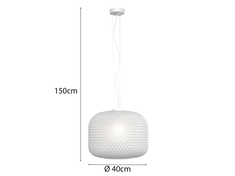 LED Pendelleuchte einflammig Kristall Glasschirm in Weiß, Ø 40cm