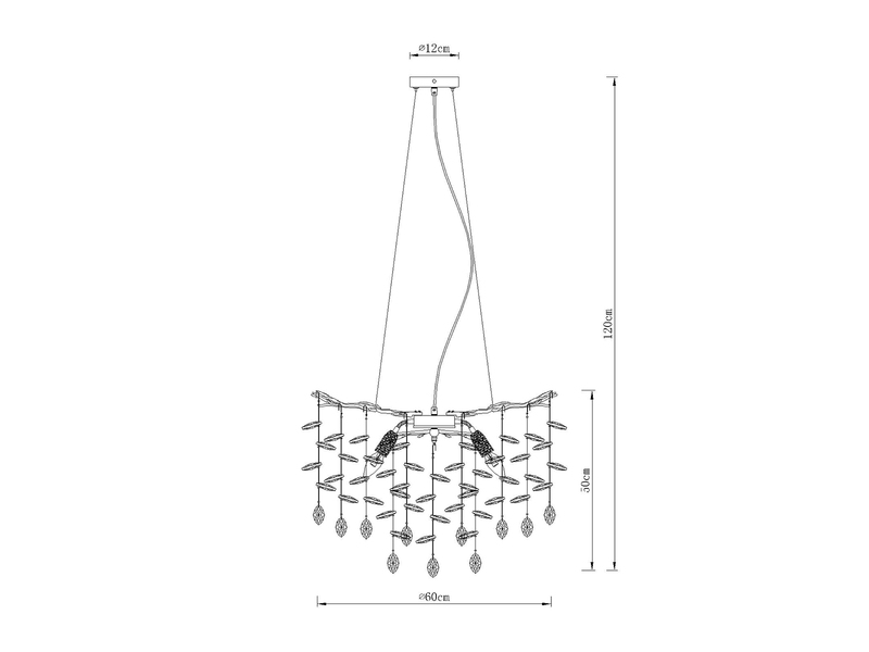 LED Kronleuchter Gold 8-flammig mit Glas Kristall 2-farbig Ø 60cm