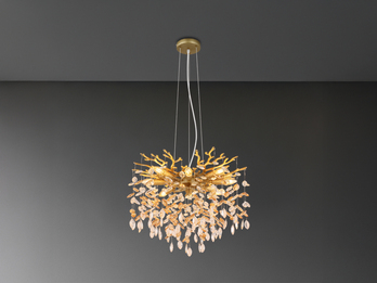 LED Kronleuchter Gold 8-flammig mit Glas Kristall 2-farbig Ø 60cm